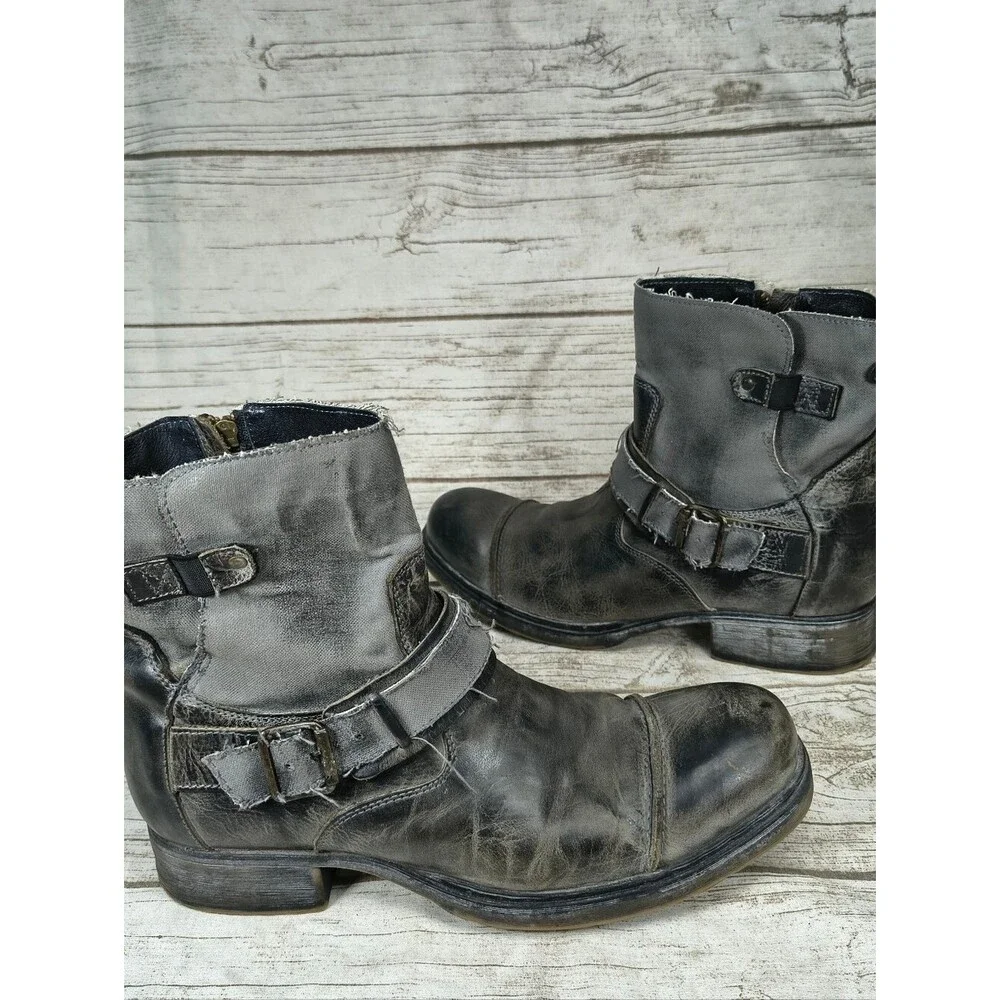 Bedstu Wesley Distressed Leather Moto Boots Men Size 10